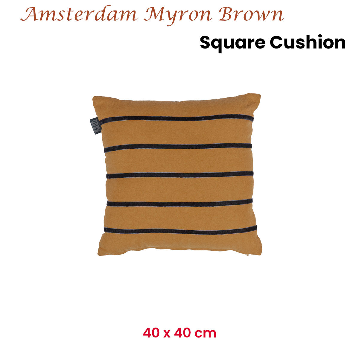 KAAT Amsterdam Myron Brown Stripe Square Filled Cushion 40cm x 40cm V442-HIN-CUSHION-AMSTERDAMMYRON-BROWN-SQ
