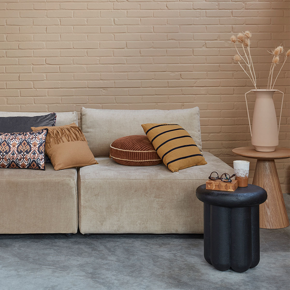 KAAT Amsterdam Myron Brown Stripe Square Filled Cushion 40cm x 40cm V442-HIN-CUSHION-AMSTERDAMMYRON-BROWN-SQ