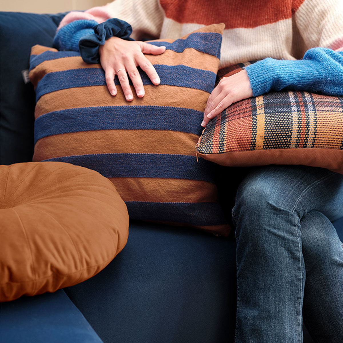 KAAT Amsterdam Nissa Multi Stripe Square Filled Cushion 45cm x 45cm V442-HIN-CUSHION-AMSTERDAMNISSA-MULTI-SQ
