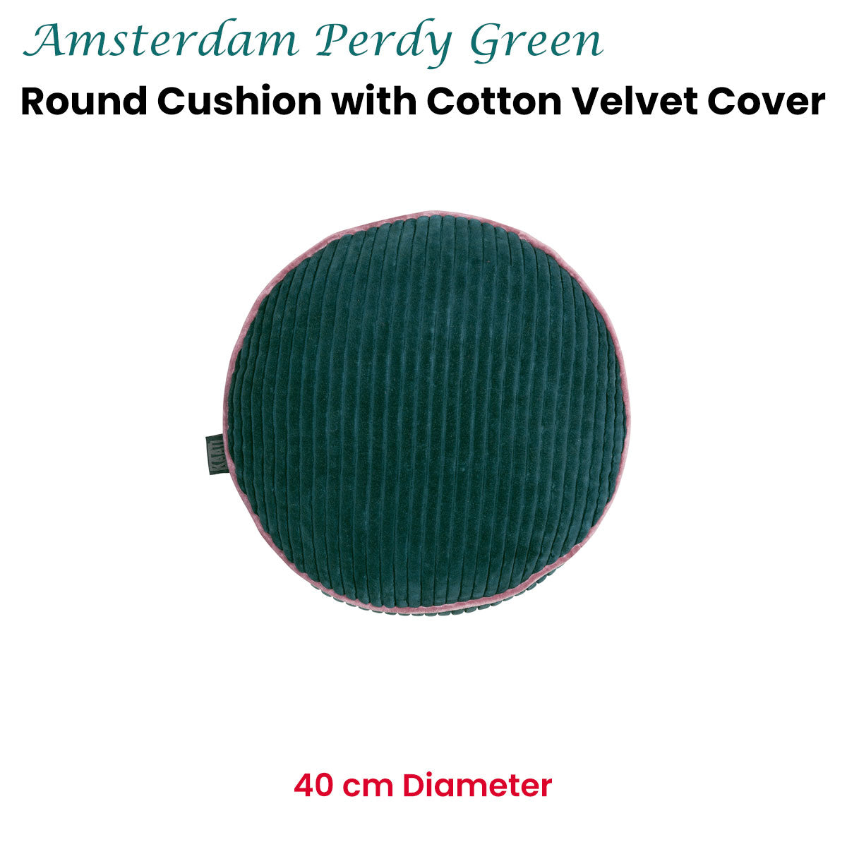 KAAT Amsterdam Perdy Green Round Filled Cushion 40cm Diameter V442-HIN-CUSHION-AMSTERDAMPERDY-GREEN-RD