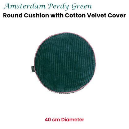 KAAT Amsterdam Perdy Green Round Filled Cushion 40cm Diameter V442-HIN-CUSHION-AMSTERDAMPERDY-GREEN-RD