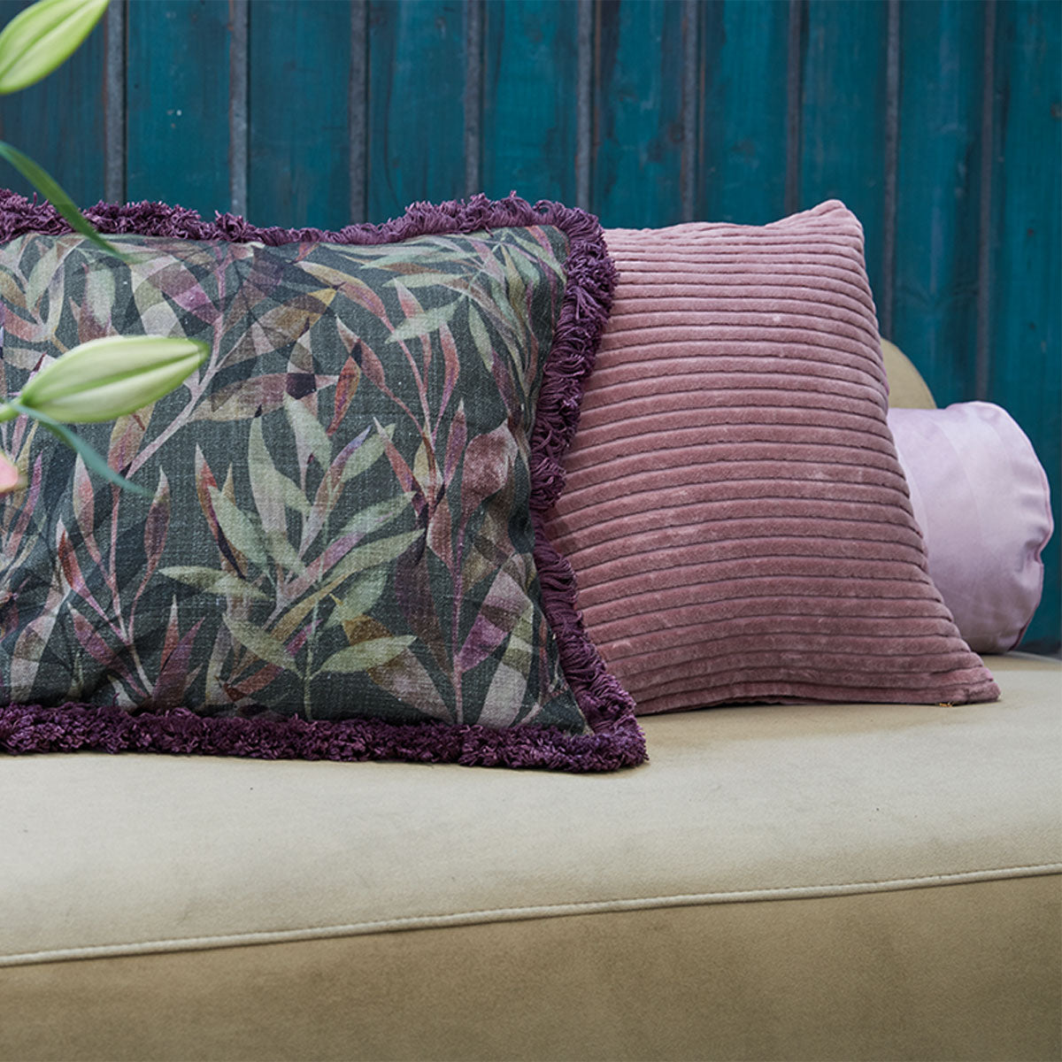 KAAT Amsterdam Ribbed Pink Square Filled Cushion 43cm x 43cm V442-HIN-CUSHION-AMSTERDAMRIBBED-PINK-SQ