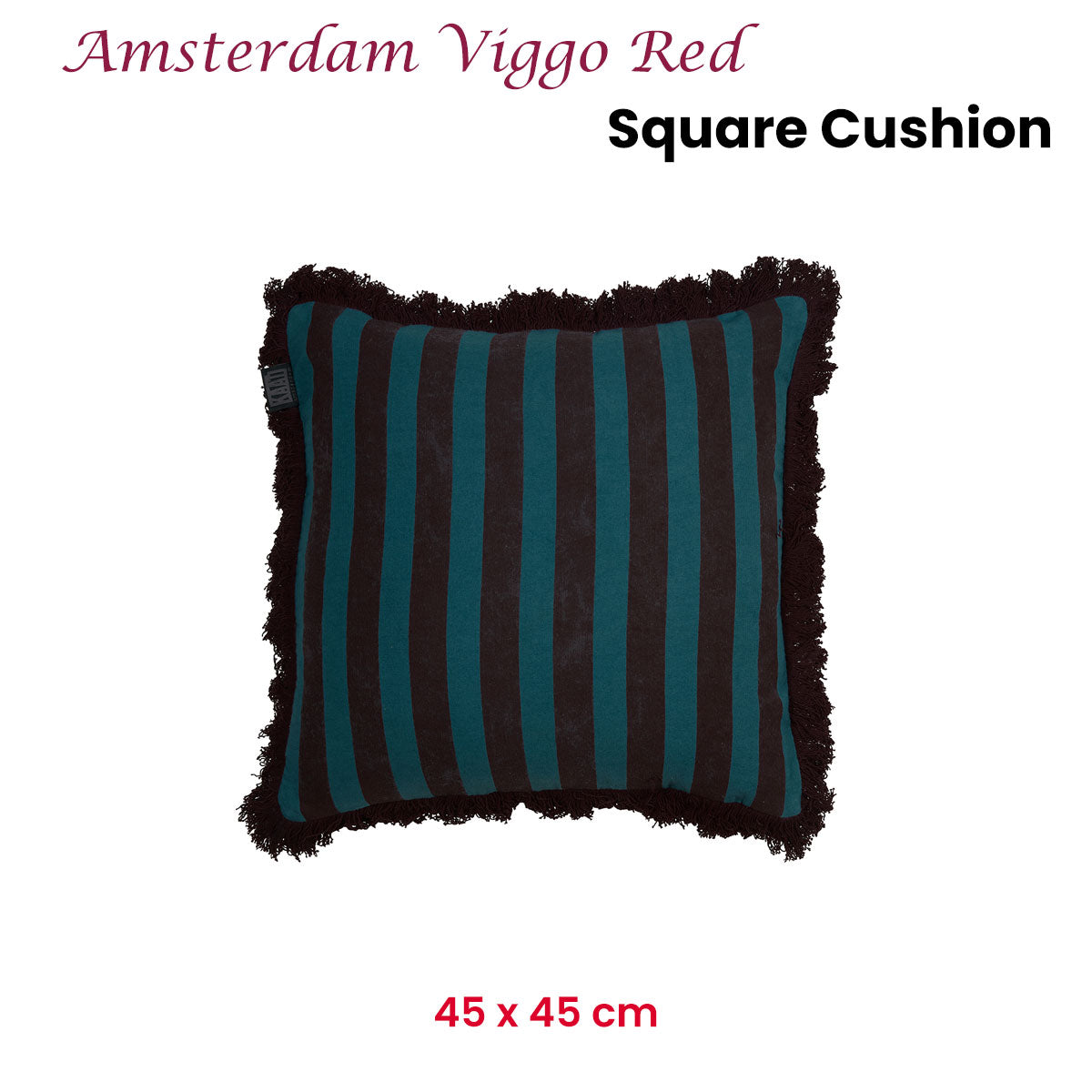 KAAT Amsterdam Viggo Red Stripe Square Filled Cushion 45cm x 45cm V442-HIN-CUSHION-AMSTERDAMVIGGO-RED-SQ