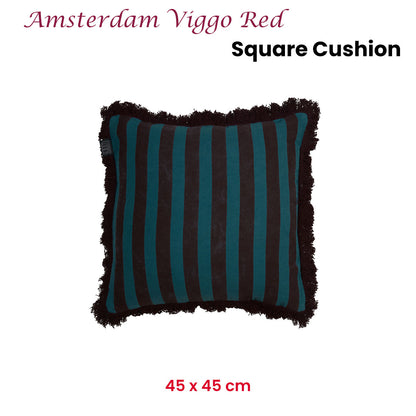 KAAT Amsterdam Viggo Red Stripe Square Filled Cushion 45cm x 45cm V442-HIN-CUSHION-AMSTERDAMVIGGO-RED-SQ