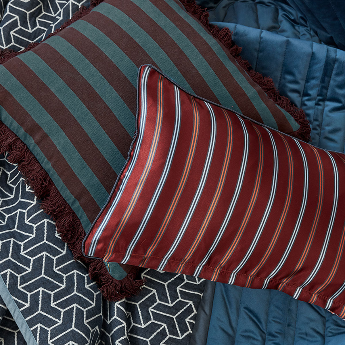 KAAT Amsterdam Viggo Red Stripe Square Filled Cushion 45cm x 45cm V442-HIN-CUSHION-AMSTERDAMVIGGO-RED-SQ