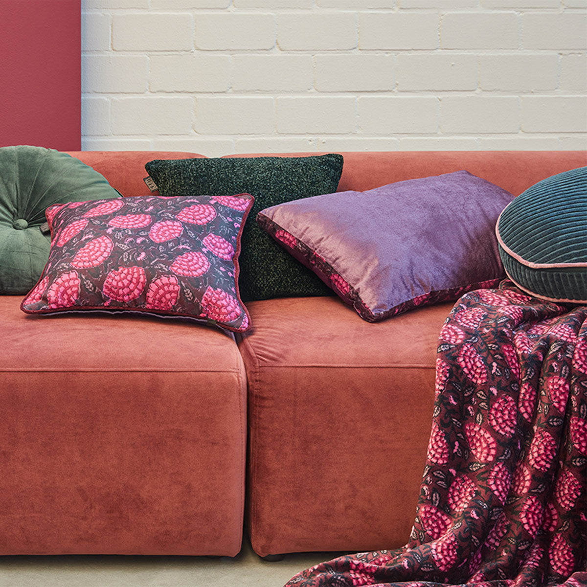 KAAT Amsterdam Boline Aubergine Velvet Oblong Filled Cushion 40cm x 60cm V442-HIN-CUSHION-BOLINE-AUBERGINE-RE