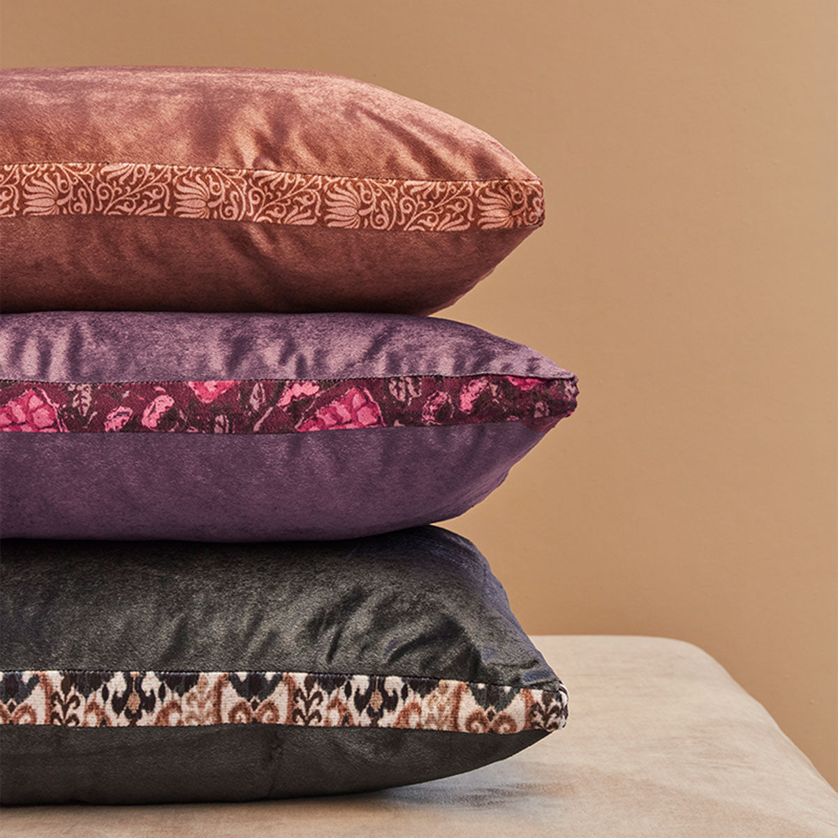 KAAT Amsterdam Boline Aubergine Velvet Oblong Filled Cushion 40cm x 60cm V442-HIN-CUSHION-BOLINE-AUBERGINE-RE