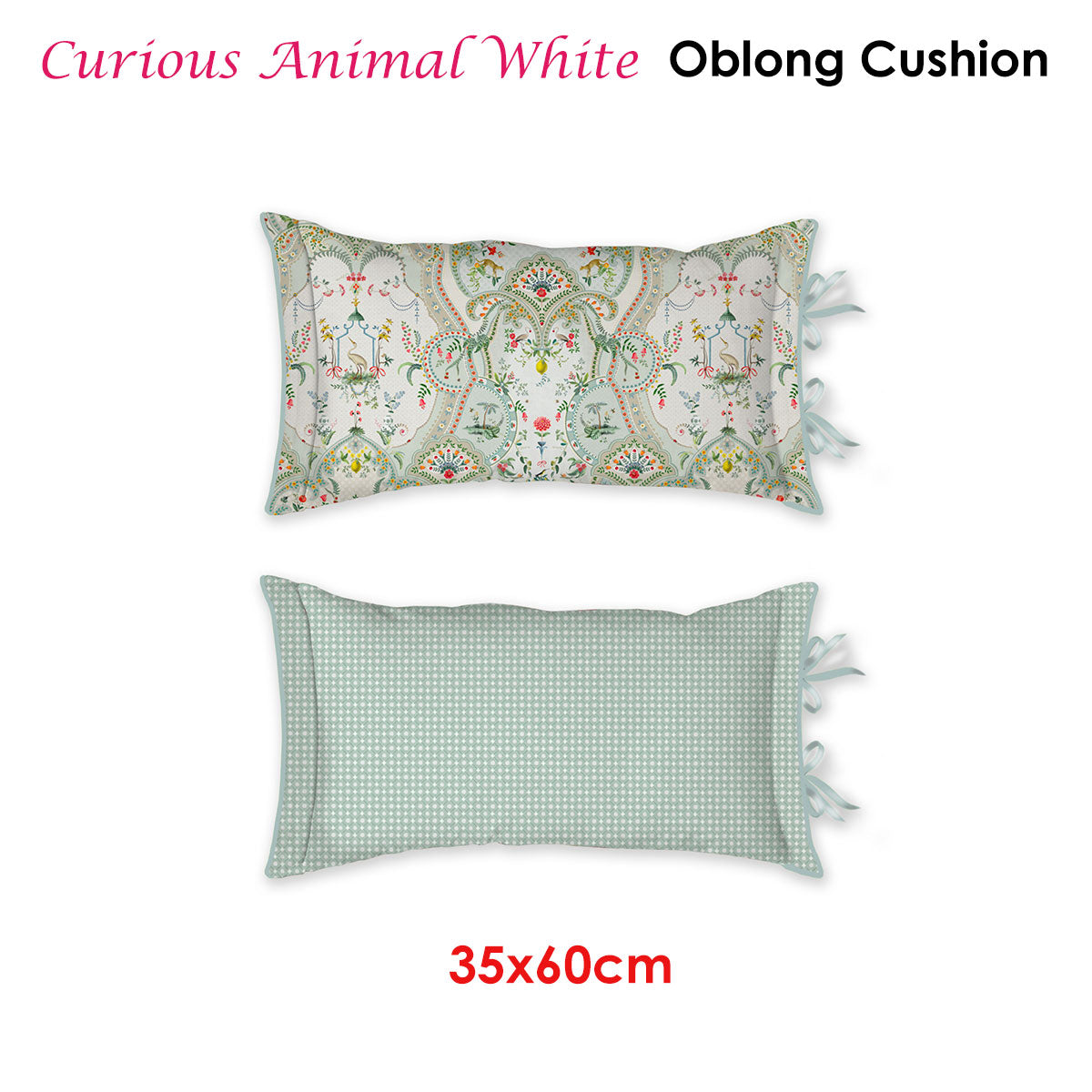 PIP Studio Curious Animal White Oblong Cushion V442-HIN-CUSHION-CURIOUSANIMAL-WHITE-RE