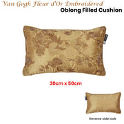 Bedding House Van Gogh Fleur d'Or Embroidered Oblong Filled Cushion 30cm x 50cm V442-HIN-CUSHION-FLEURDOR-GOLD-RE