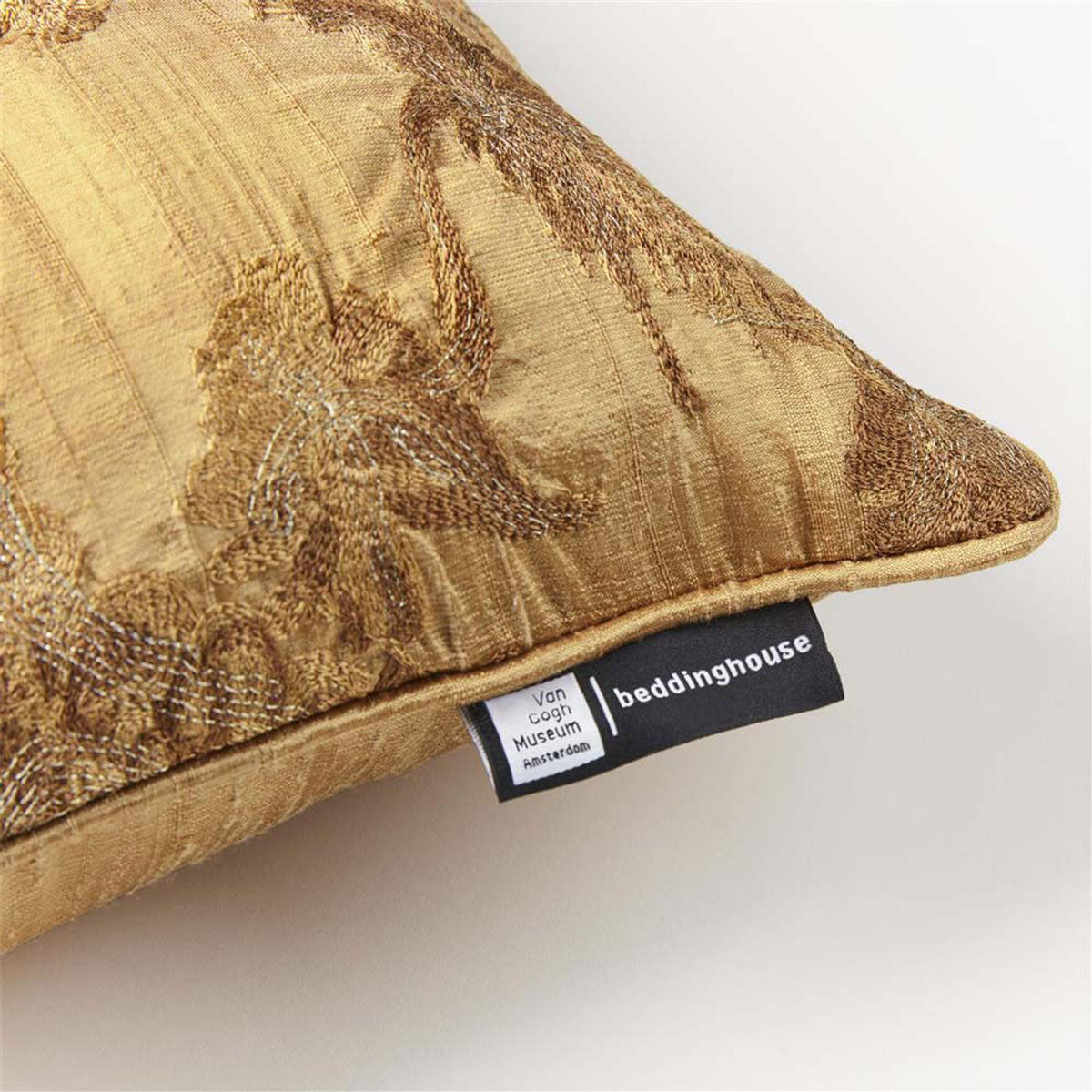 Bedding House Van Gogh Fleur d'Or Embroidered Oblong Filled Cushion 30cm x 50cm V442-HIN-CUSHION-FLEURDOR-GOLD-RE