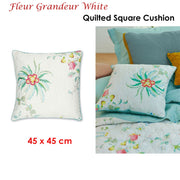 PIP Studio Fleur Grandeur White Quilted Square Cushion V442-HIN-CUSHION-FLEURGRANDEUR-WHITE-SQ