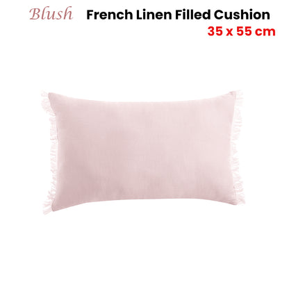 Vintage Design Homewares Blush French Linen Filled Cushion Oblong - 35cm x 55cm V442-HIN-CUSHION-FRENCHLINEN-BLUSH-RE
