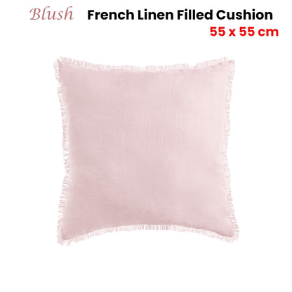 Vintage Design Homewares Blush French Linen Filled Cushion Square - 55cm x 55cm V442-HIN-CUSHION-FRENCHLINEN-BLUSH-SQ
