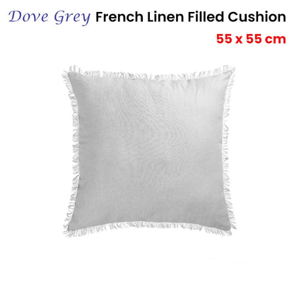 Vintage Design Homewares Dove Grey French Linen Filled Cushion Square - 55cm x 55cm V442-HIN-CUSHION-FRENCHLINEN-DOVEGREY-SQ