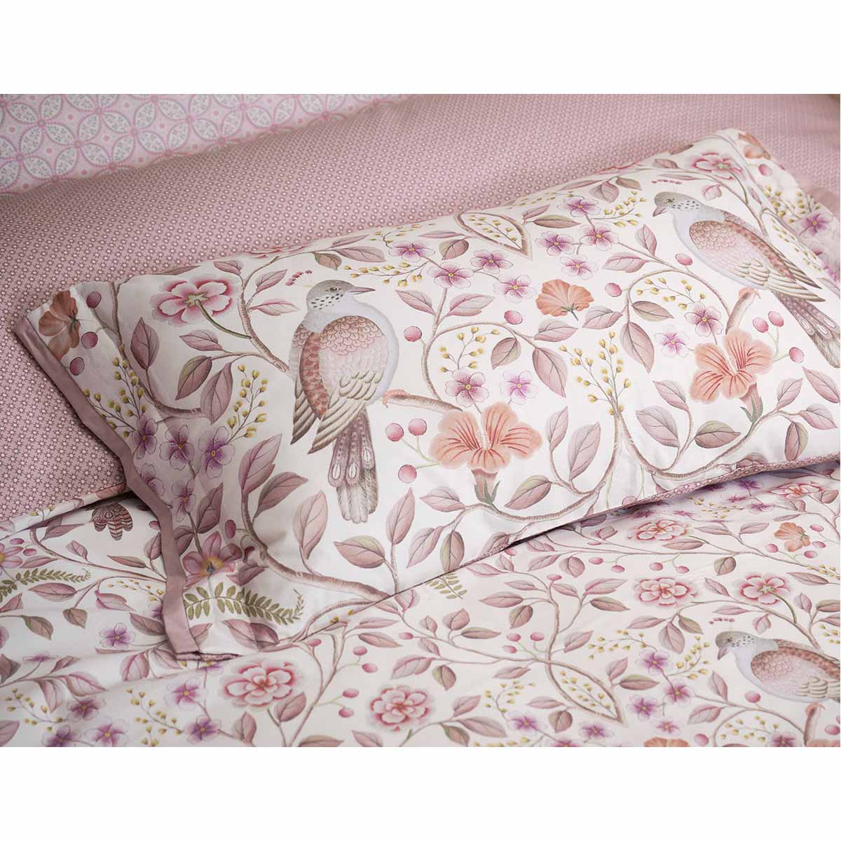 PIP Studio Garden of Dove Off White Cotton Cover Oblong Cushion 35cm x 60cm V442-HIN-CUSHION-GARDENOFDOVE-OFFWHITE-RE
