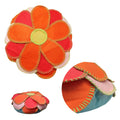 Girls Georgia Flower Applique Round Filled Cushion 40 cm Diameter V442-HIN-CUSHION-GEORGIAFLOWER-ORANGE-RD