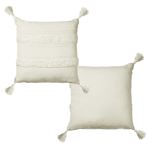 Accessorize Indra Cotton Cover Filled Cushion - Off White V442-HIN-CUSHION-INDRA-OFFWHITE-SQ