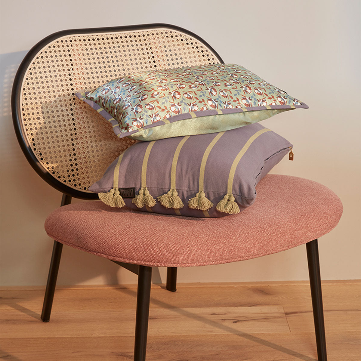 KAAT Amsterdam Jelke Mauve Stripes Oblong Filled Cushion 40cm x 60cm V442-HIN-CUSHION-JELKE-MAUVE-RE
