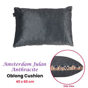 KAAT Amsterdam Julan Anthracite Velvet Oblong Filled Cushion 40cm x 60cm V442-HIN-CUSHION-JULAN-ANTHRACITE-RE