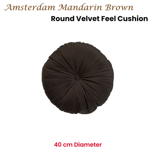 KAAT Amsterdam Mandarin Brown Round Filled Cushion 40cm Diameter V442-HIN-CUSHION-MANDARIN-BROWN-RD