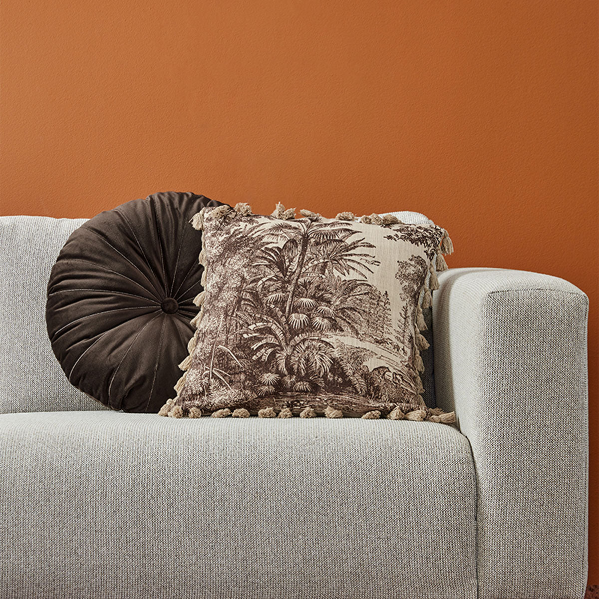 KAAT Amsterdam Mandarin Brown Round Filled Cushion 40cm Diameter V442-HIN-CUSHION-MANDARIN-BROWN-RD