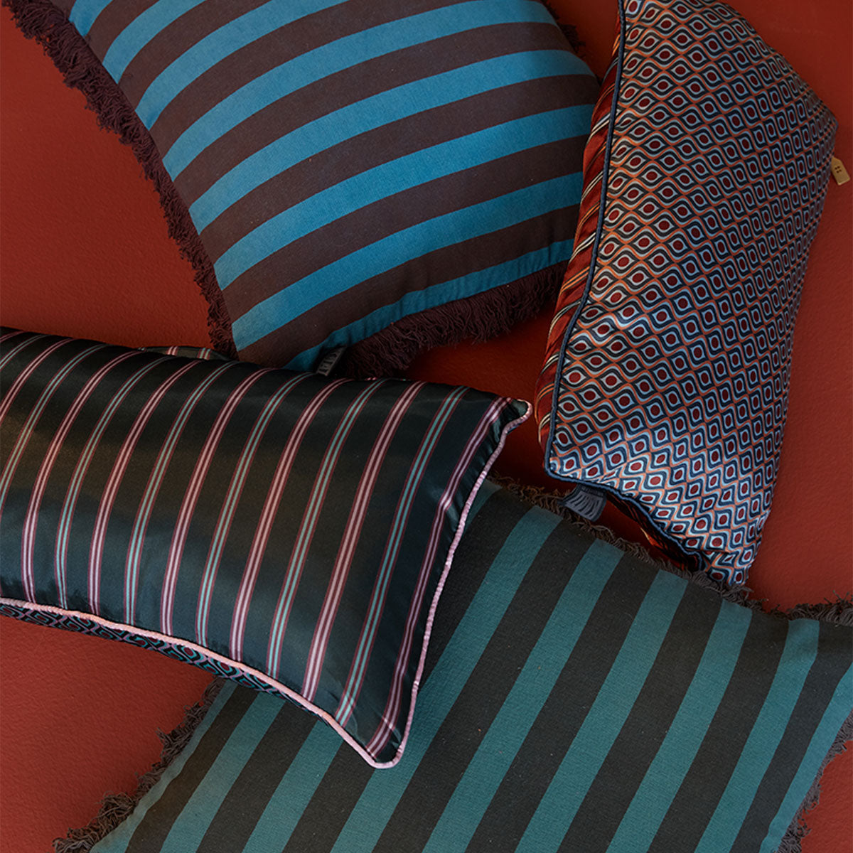 KAAT Amsterdam Meja Green Reversible Oblong Filled Cushion 30cm x 50cm V442-HIN-CUSHION-MEJA-GREEN-RE