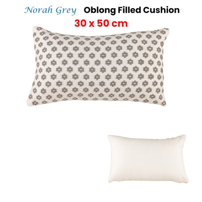 Accessorize Norah Grey Rectangular Filled Cushion 30cm x 50cm V442-HIN-CUSHION-NORAH-GREY-RE