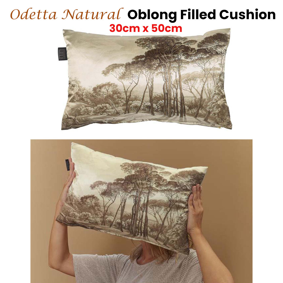 Bedding House Odetta Natural Oblong Filled Cushion 30cm x 50cm V442-HIN-CUSHION-ODETTA-NATURAL-RE