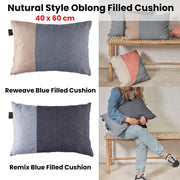 Bedding House Reweave Blue Filled Cushion 40cm x 60cm V442-HIN-CUSHION-REWEAVE-BLUE-RE