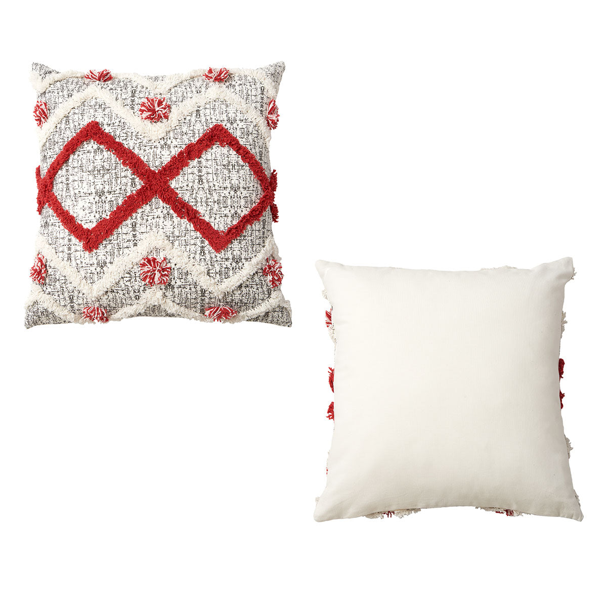 Accessorize Ronan White Red Filled Square Cushion V442-HIN-CUSHION-RONAN-WHITERED-SQ