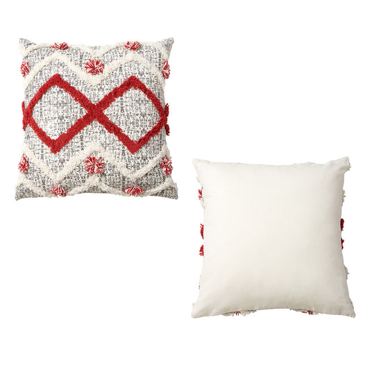 Accessorize Ronan White Red Filled Square Cushion V442-HIN-CUSHION-RONAN-WHITERED-SQ