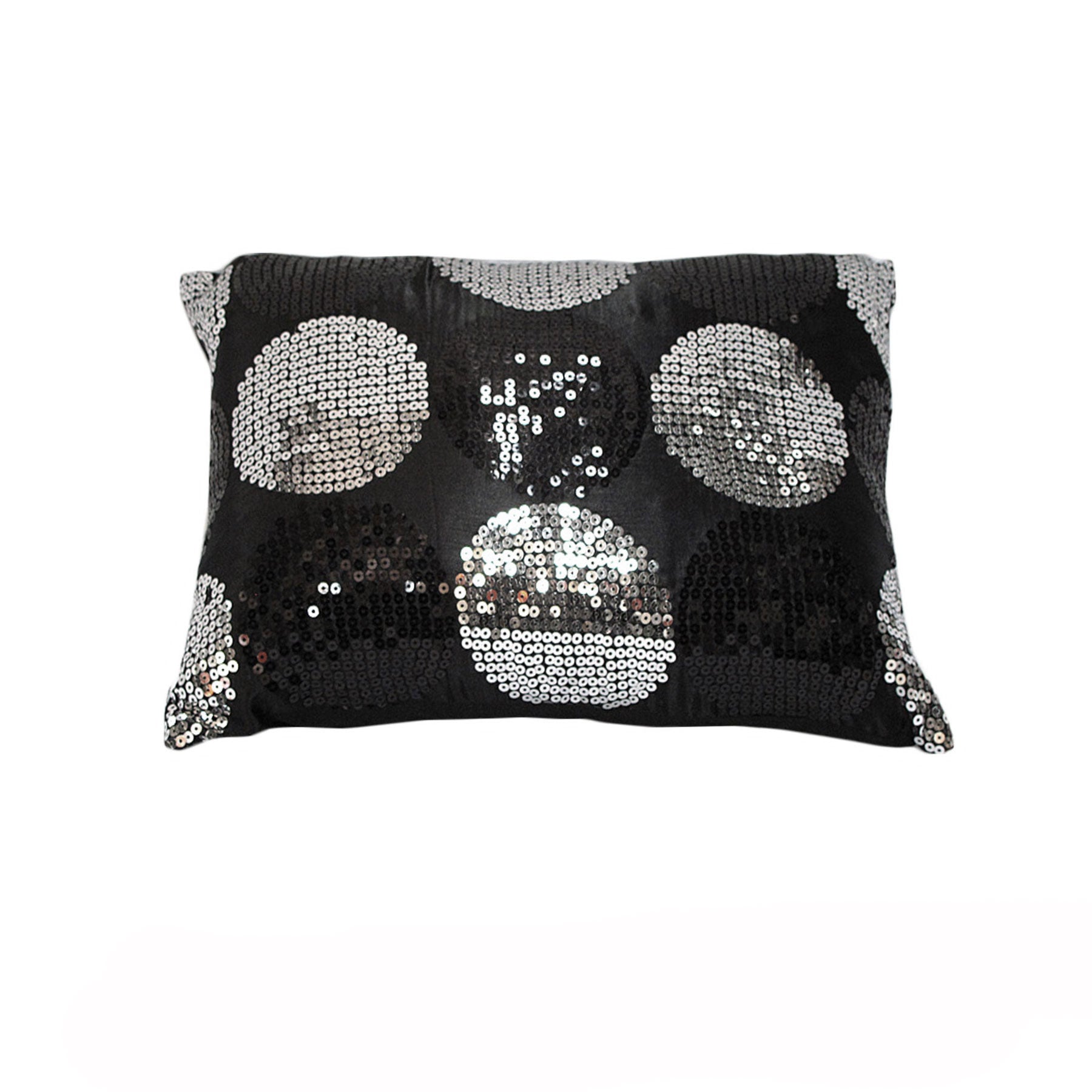 Sequined Black Silver Breakfast Filled Cushion V442-HIN-CUSHION-SEQUINED-BLACK-RE