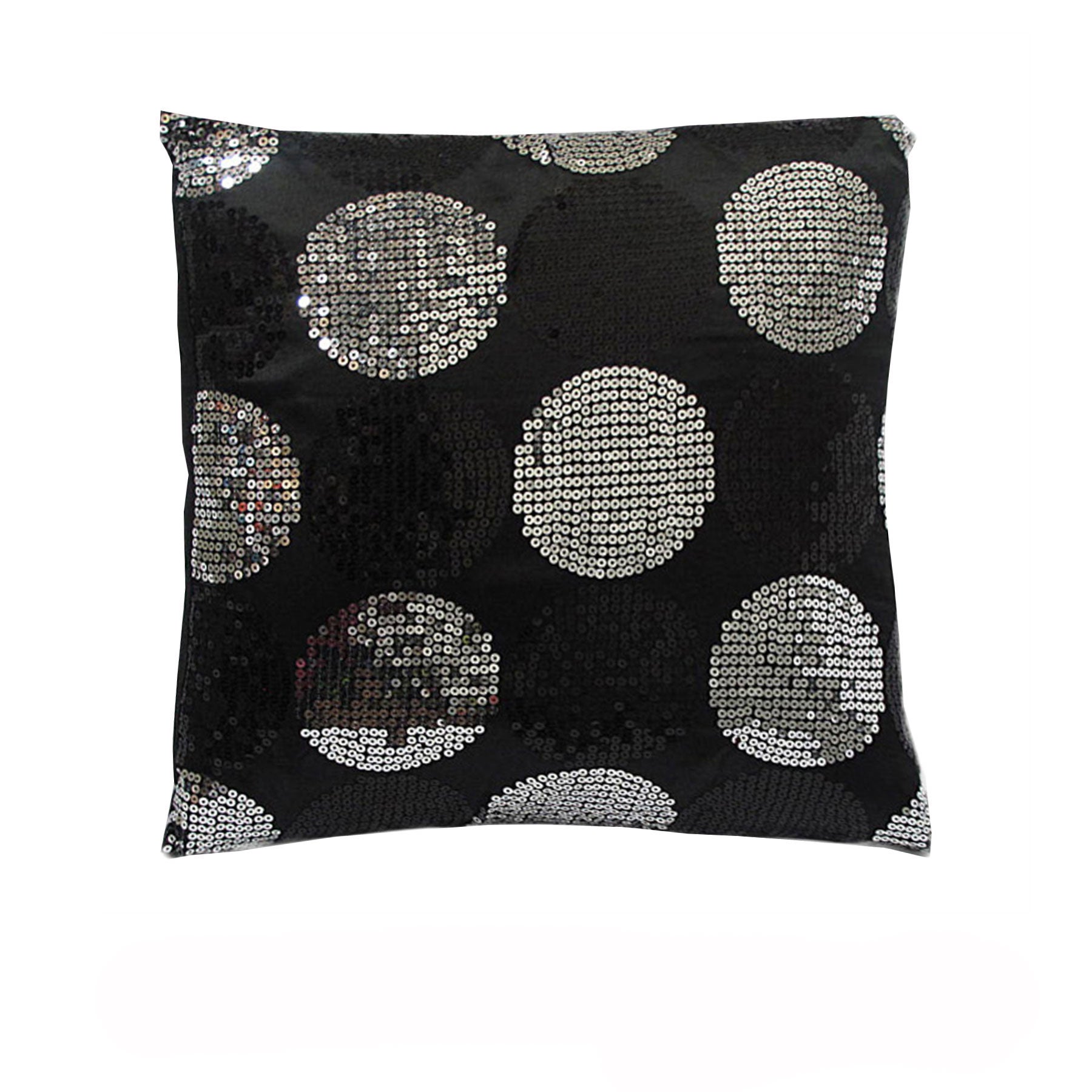 Sequined Black Silver Squared Filled Cushion V442-HIN-CUSHION-SEQUINED-BLACK-SQ