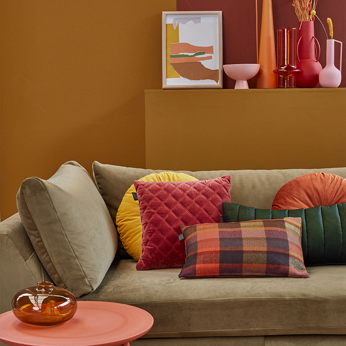 KAAT Amsterdam Shari Green Oblong Filled Cushion 30cm x 70cm V442-HIN-CUSHION-SHARI-GREEN-RE