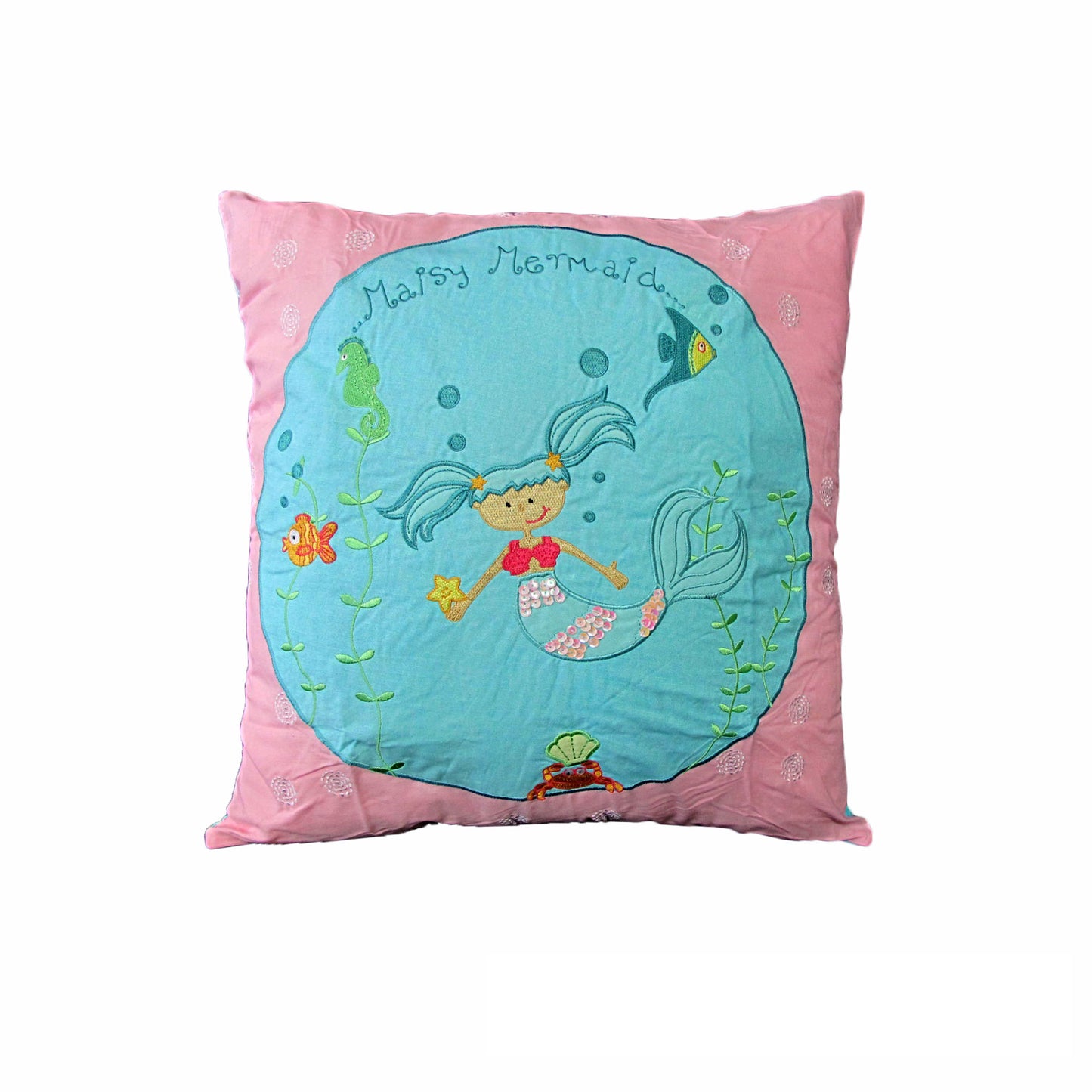 Happy Kids Shelley Mermaid 43x43 cm Square Cushion V442-HIN-CUSHION-SHELLEYMERMAID-PINK-SQ