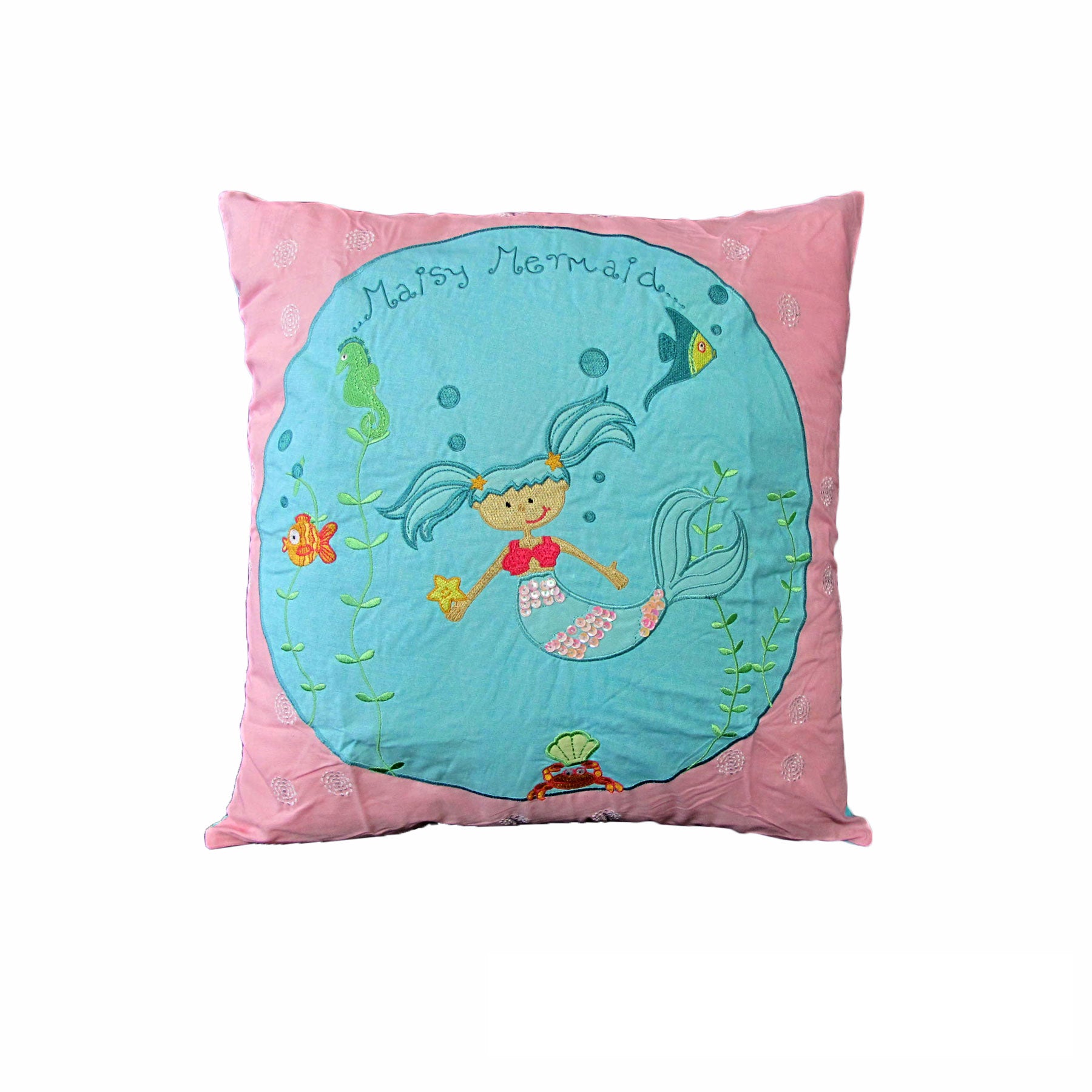 Happy Kids Shelley Mermaid 43x43 cm Square Cushion V442-HIN-CUSHION-SHELLEYMERMAID-PINK-SQ