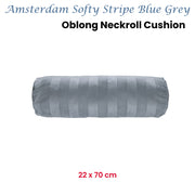 KAAT Amsterdam Softy Stripe Blue Grey Oblong Neckroll Filled Cushion 22cm x 70cm V442-HIN-CUSHION-SOFTYSTRIPE-BLUE-RE