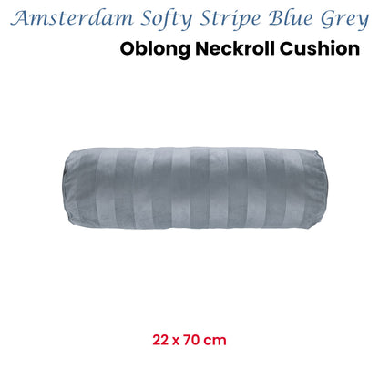 KAAT Amsterdam Softy Stripe Blue Grey Oblong Neckroll Filled Cushion 22cm x 70cm V442-HIN-CUSHION-SOFTYSTRIPE-BLUE-RE