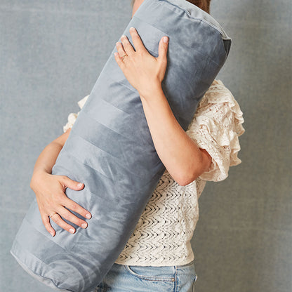 KAAT Amsterdam Softy Stripe Blue Grey Oblong Neckroll Filled Cushion 22cm x 70cm V442-HIN-CUSHION-SOFTYSTRIPE-BLUE-RE