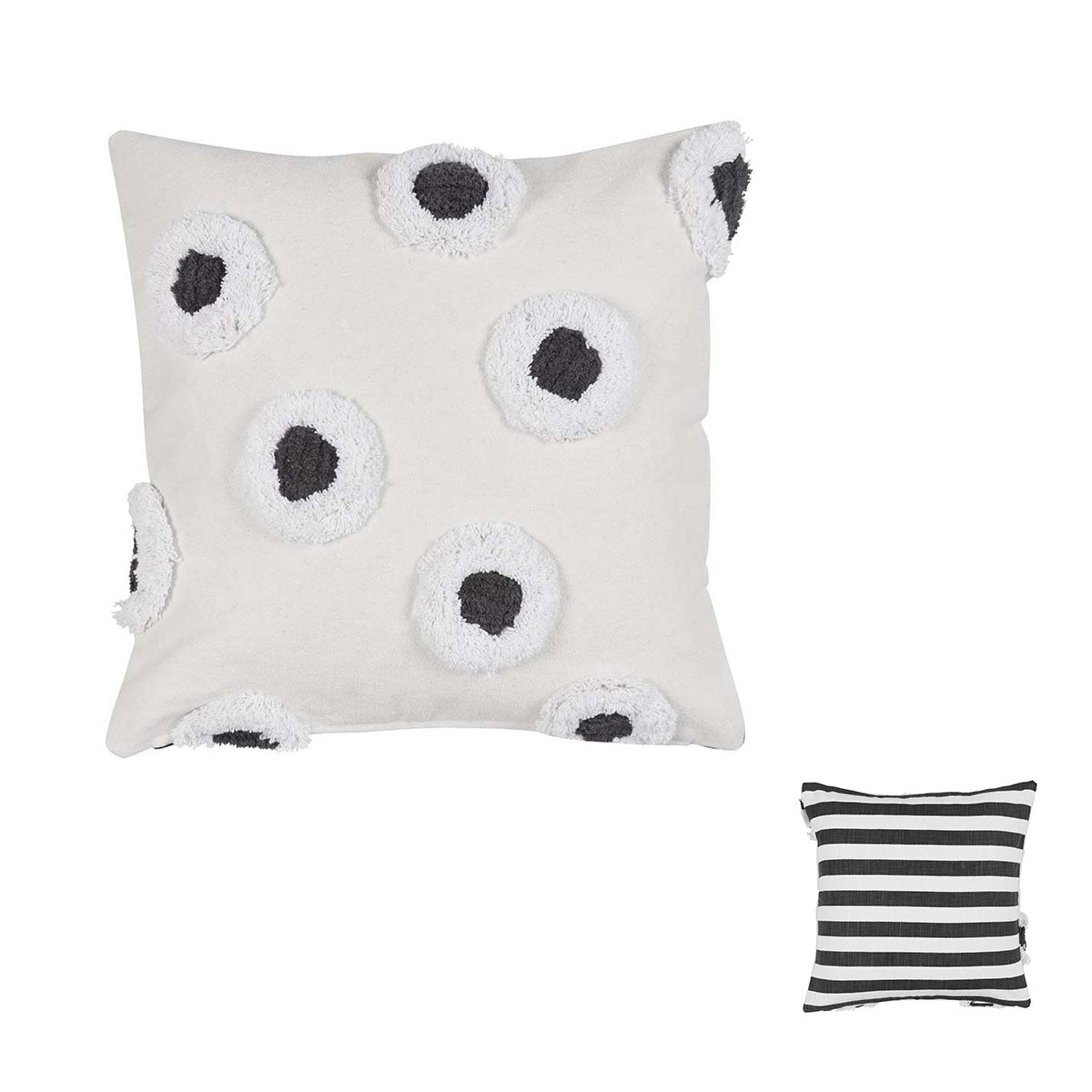 VTWonen Stripe and Eye Natural Square Filled Cushion 50cm x 50cm V442-HIN-CUSHION-STRIPEANDEYE-NATURAL-SQ