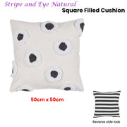 VTWonen Stripe and Eye Natural Square Filled Cushion 50cm x 50cm V442-HIN-CUSHION-STRIPEANDEYE-NATURAL-SQ