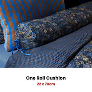 PIP Studio Tutti i Fiori Dark Blue Cotton Cover Roll Cushion 22cm x 70cm V442-HIN-CUSHION-TUTTIIFIORI-DARKBLUE-NK