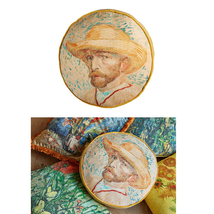 Bedding House Van Gogh Self Portrait Round Cushion V442-HIN-CUSHION-VANGOGHSELFPORTRAIT-MULTI-RD