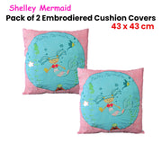 Pack of 2 Shelley Mermaid Embroidered Cushion Covers 43 x 43 cm V442-HIN-CUSHIONC-PACKOF2MERMAID-PINK-SQ