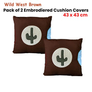 Pack of 2 Wild West Embroidered Cushion Covers 43 x 43 cm V442-HIN-CUSHIONC-PACKOF2WILDWEST-BROWN-SQ