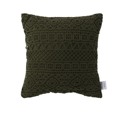 Vintage Design Homewares Tenille Olive Cotton Lace Cushion Cover V442-HIN-CUSHIONC-TENILLE-OLIVE-SQ