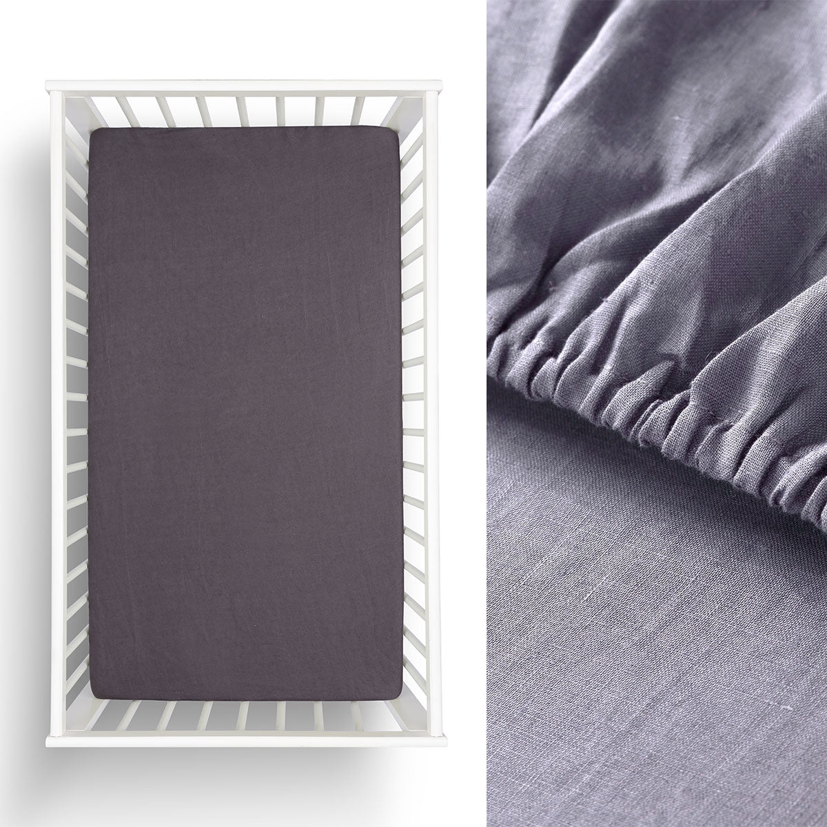 Little Gem 1 Pc Grisaille Hemp Cot Fitted Sheet V442-HIN-FITTEDS-HEMP1PC-GRISAILLE-CT