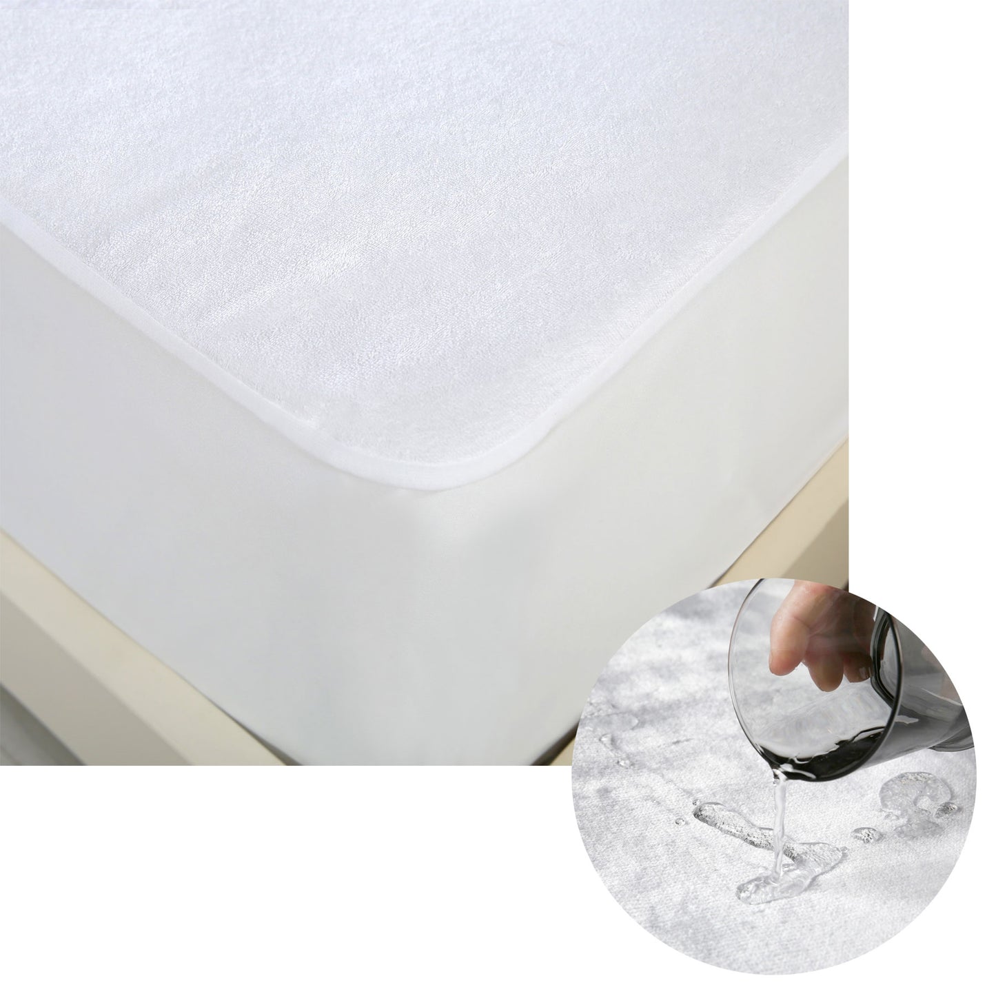Accessorize Cotton Top Waterproof Mattress Protector Double V442-HIN-MATTRESSP-COTTONWATERPROOF-WHITE-DS
