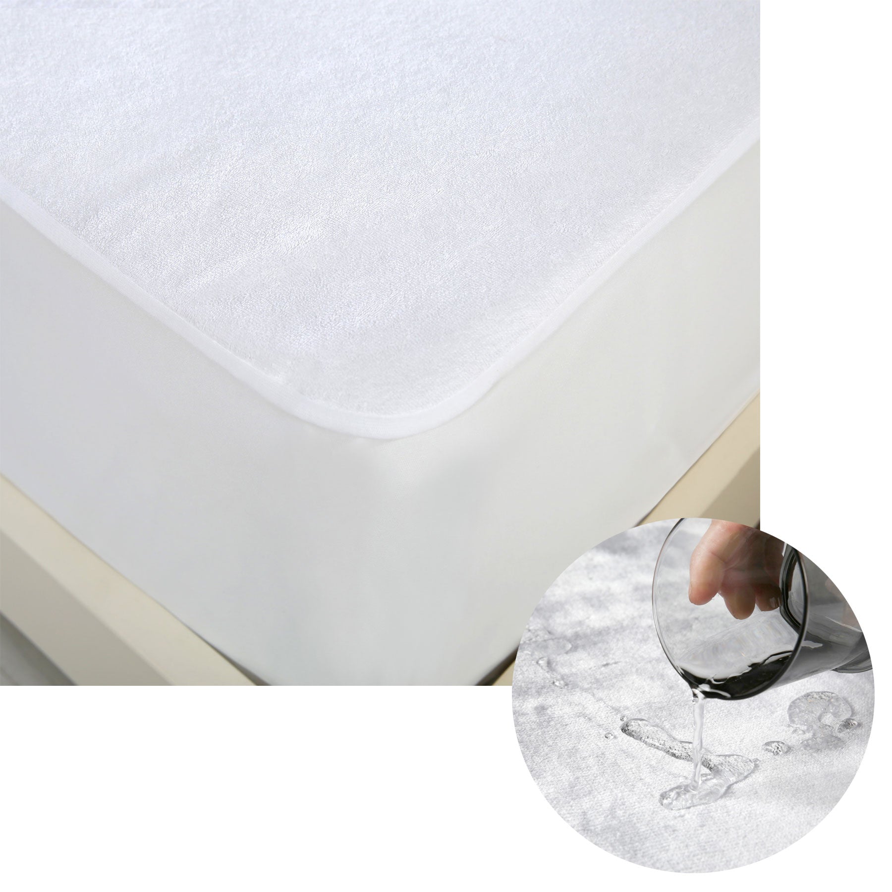 Accessorize Cotton Top Waterproof Mattress Protector King Single V442-HIN-MATTRESSP-COTTONWATERPROOF-WHITE-KS