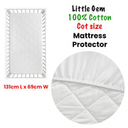 Little Gem 100% Cotton Cot Mattress Protector V442-HIN-MATTRESSP-LITTLEGEM-WHITE-CT